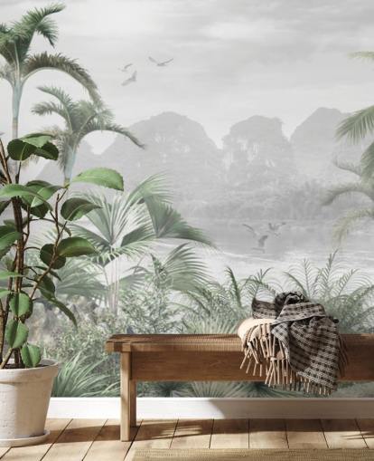 grüne Dschungel-Tapete namens Jungle Paradise in Wallsauce für Schlafzimmer, Wohnzimmer und Flure grüne Dschungel-Tapete namens Jungle Paradise in Wallsauce für Schlafzimmer, Wohnzimmer und Flure