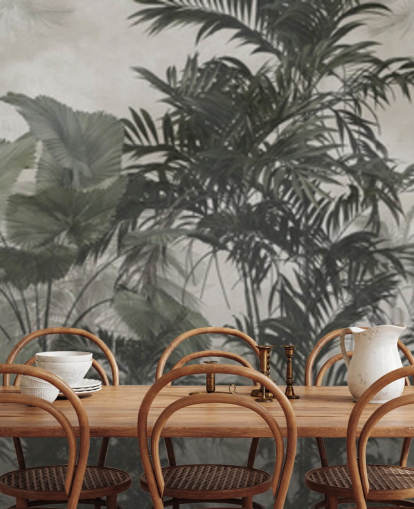 Mörkgröna och svarta djungelträd tapeter Mörkgröna och svarta djungelträd tapeter