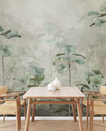 Vintage beige background with muted green tropical tall trees wallpaper Vintage beige background with muted green tropical tall trees wallpaper