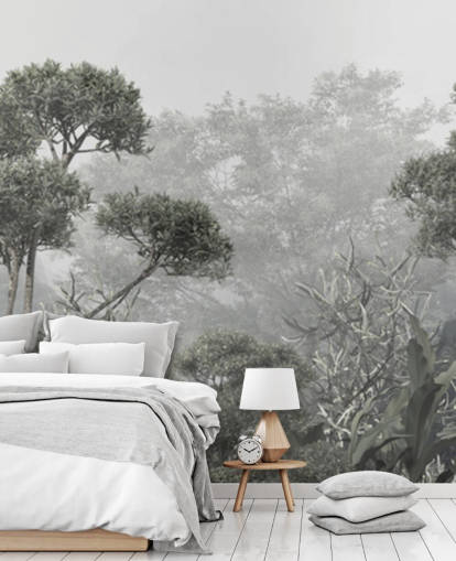 Dempet grønn jungel trær tapet Dempet grønn jungel trær tapet