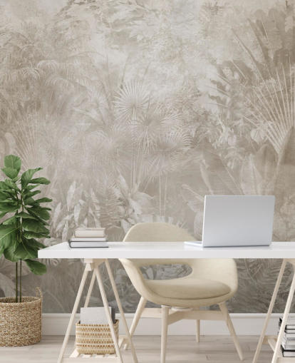 Sepia toned wallpaper with hazy tropical jungle trees Sepia toned wallpaper with hazy tropical jungle trees