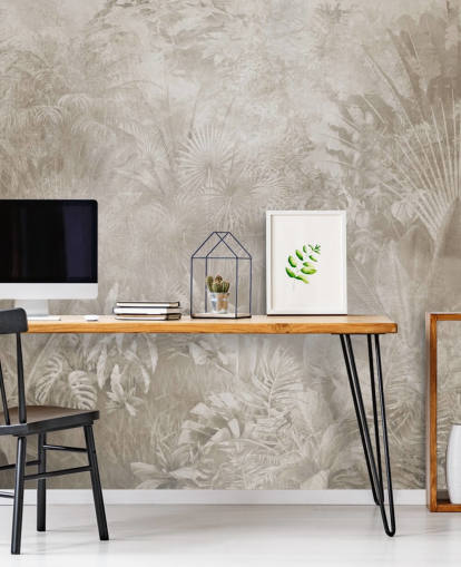 Sepia toned wallpaper with hazy tropical jungle trees Sepia toned wallpaper with hazy tropical jungle trees