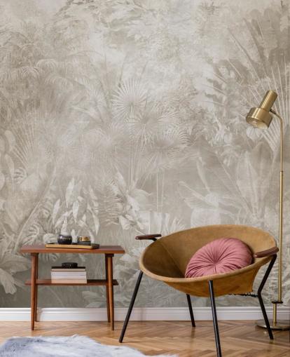 Sepia tonet tapet med disete tropiske jungeltrær Sepia tonet tapet med disete tropiske jungeltrær