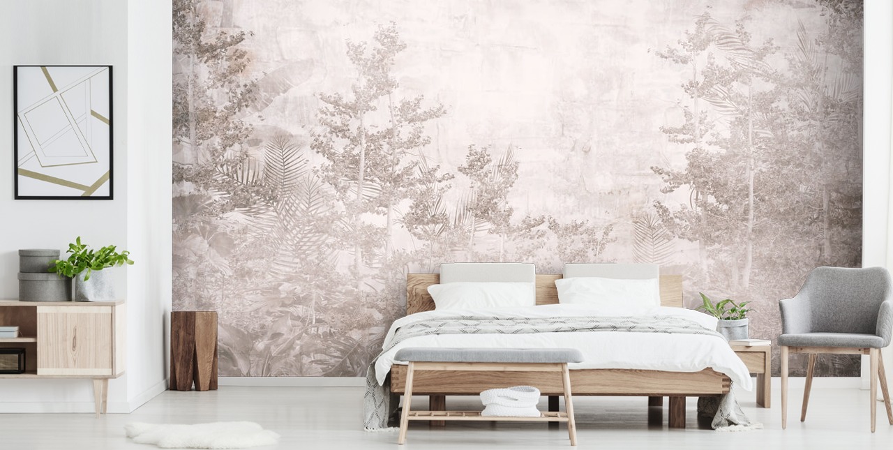 Vintage sepia tone hazy tropical jungle wallpaper