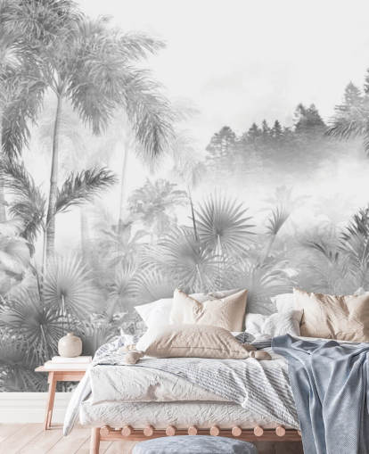 Black and white tropical jungle tree wallpaper Black and white tropical jungle tree wallpaper