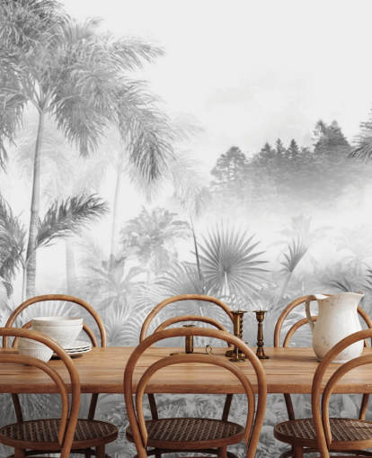 Papel de parede preto e branco da árvore da selva tropical Papel de parede preto e branco da árvore da selva tropical