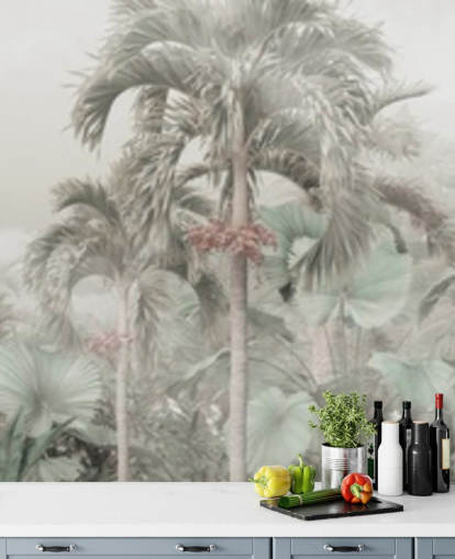 Silenzioso paesaggio panoramico della giungla con alti alberi tropicali, carta da parati Silenzioso paesaggio panoramico della giungla con alti alberi tropicali, carta da parati