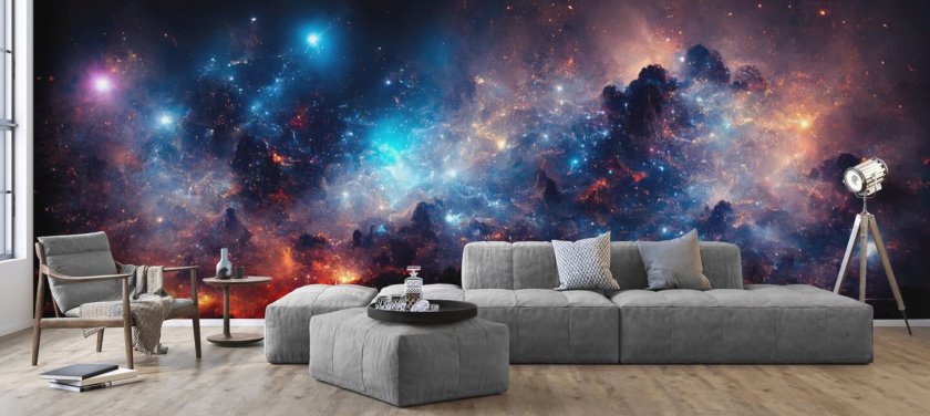 Lila och blå nebular solsystem tapeter