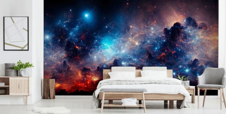 Purple and blue nebular solar system wallpaper