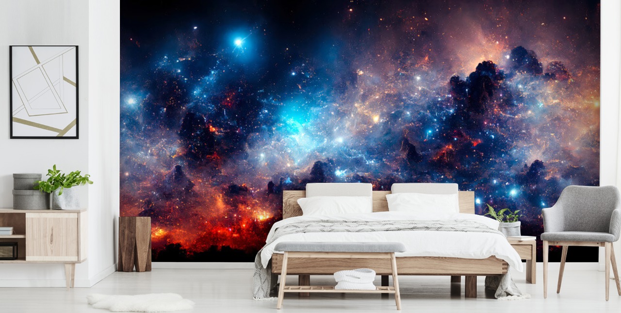 Purple and blue nebular solar system wallpaper