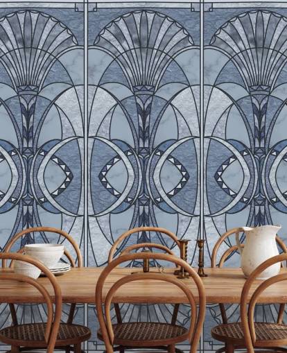 Papel de parede art déco azul claro e escuro Papel de parede art déco azul claro e escuro