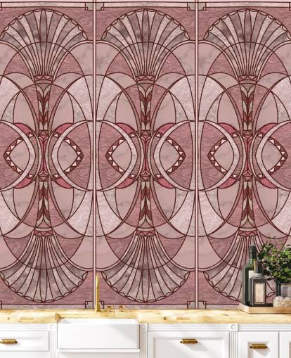 Papel pintado art deco rosa rubor y rojo Papel pintado art deco rosa rubor y rojo