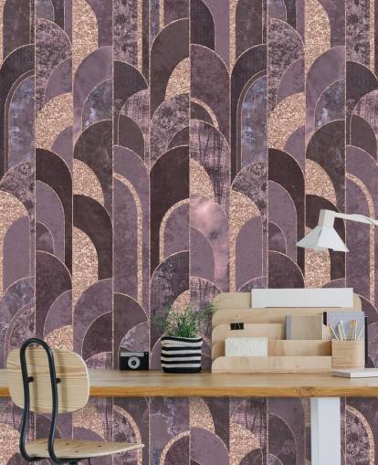 Lila och rosa guld art deco tapet Lila och rosa guld art deco tapet