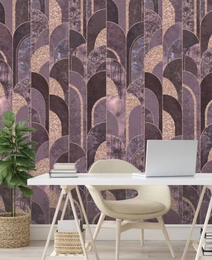 Violetti ja ruusukulta art deco tapetti Violetti ja ruusukulta art deco tapetti