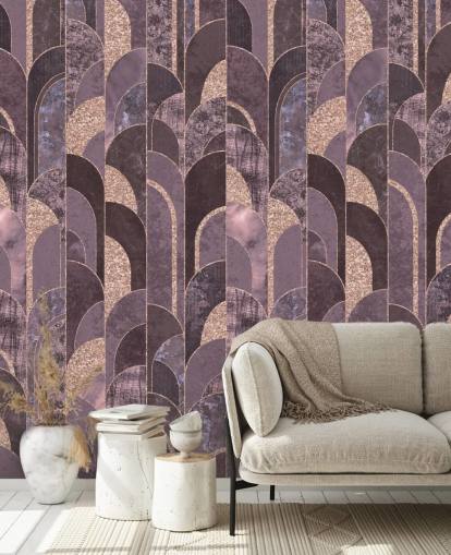 Lila och rosa guld art deco tapet Lila och rosa guld art deco tapet