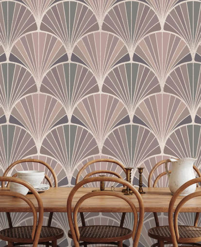 papel de parede de estilo art déco rosa e creme papel de parede de estilo art déco rosa e creme
