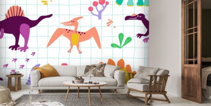 Dino background. Seamless pattern with dinosaurs, baby pattern