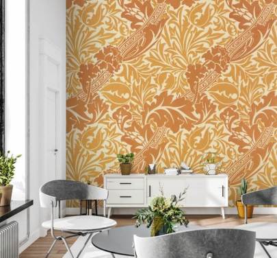 papier peint imprimé jaune et orange
