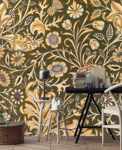 vintage green floral wallpaper vintage green floral wallpaper