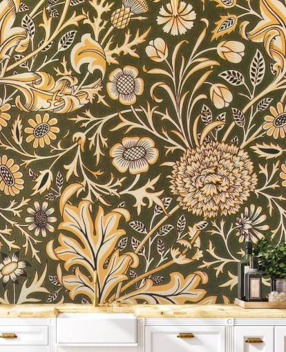 vintage green floral wallpaper vintage green floral wallpaper