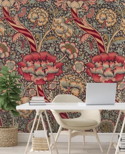 red and blue patterned William Morris wallpaper mural red and blue patterned William Morris wallpaper mural