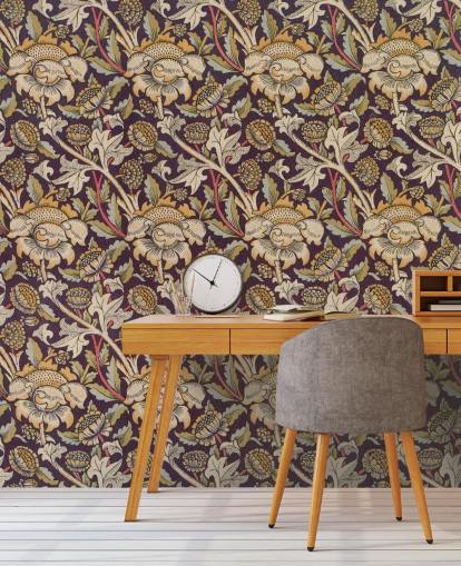 mörkmönstrad William Morris tapetväggmålning mörkmönstrad William Morris tapetväggmålning