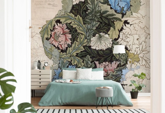 Wandbild mit Kranz-Tapete von William Morris