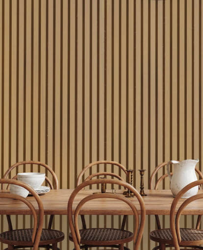 Mural de papel pintado de listones de madera con efecto roble claro Mural de papel pintado de listones de madera con efecto roble claro