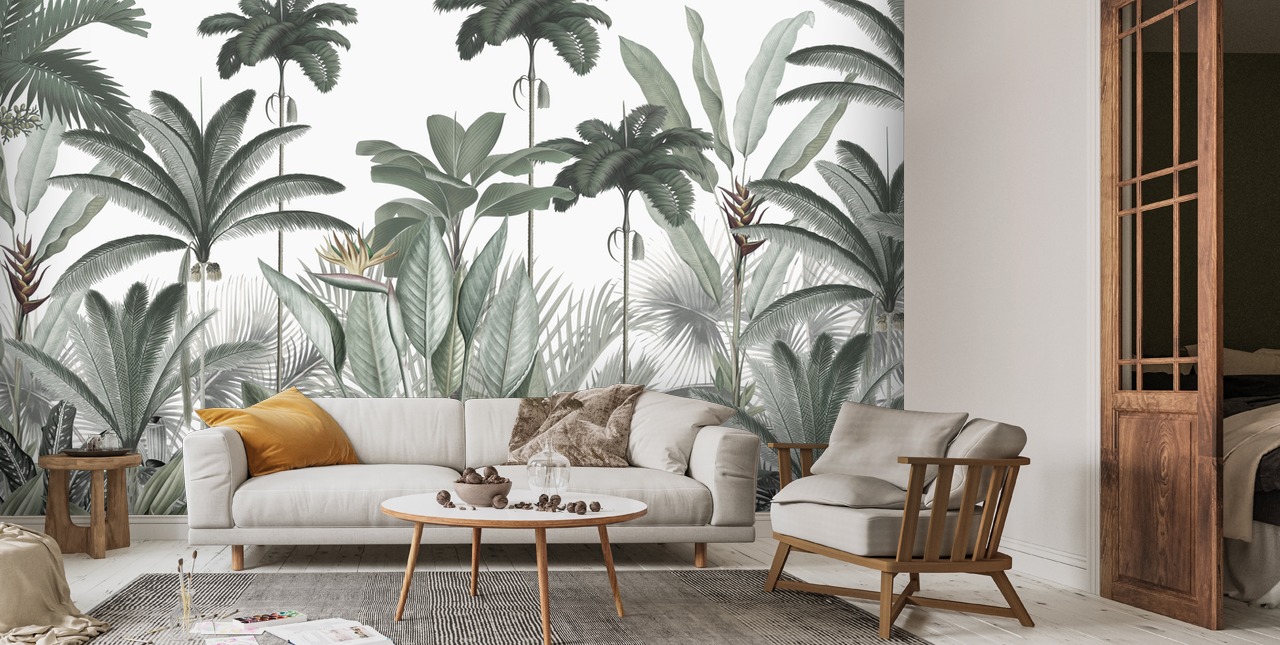 Stylish Tropical Landscape Wallpaper | Wallsauce UK