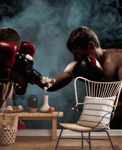 dark boxing wall mural called Boxing Showdown for teen's bedrooms and gyms dark boxing wall mural called Boxing Showdown for teen's bedrooms and gyms