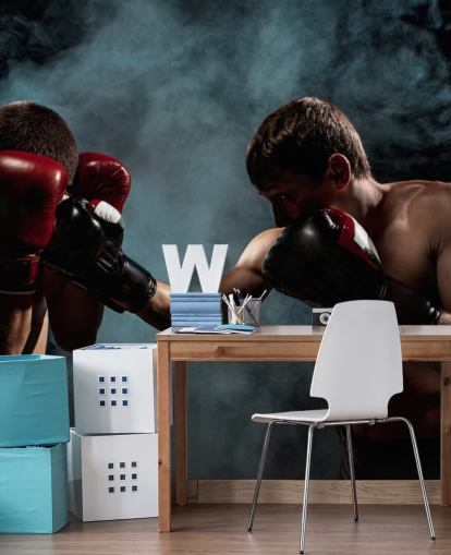 donkere boksmuurschildering genaamd Boxing Showdown voor tienerkamers en sportscholen donkere boksmuurschildering genaamd Boxing Showdown voor tienerkamers en sportscholen