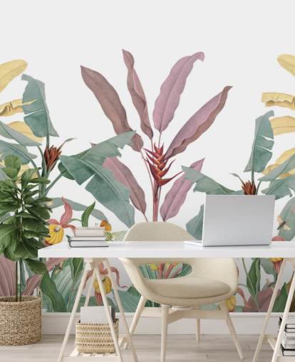 Värikkäät trooppiset palmut taustakuvamaalaus Värikkäät trooppiset palmut taustakuvamaalaus