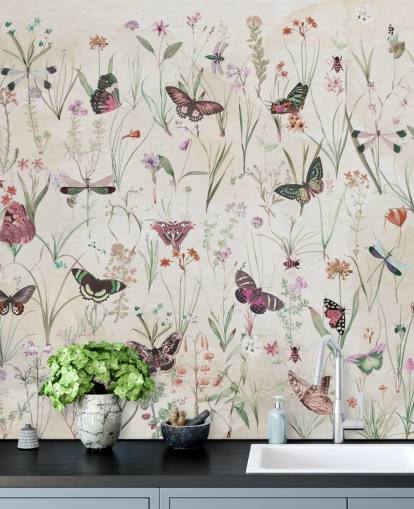 herbs and butterflies wallpaper mural called Herbals and Butterflies II by Marina Stupakova for bedrooms and living rooms herbs and butterflies wallpaper mural called Herbals and Butterflies II by Marina Stupakova for bedrooms and living rooms