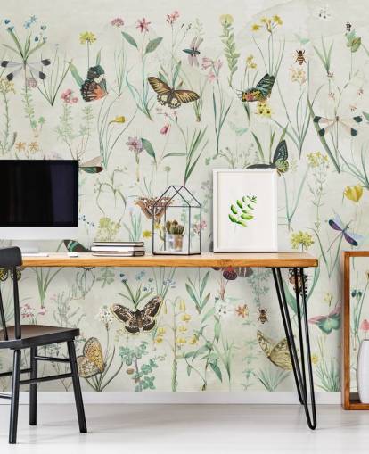 papel de parede de ervas e borboletas papel de parede de ervas e borboletas