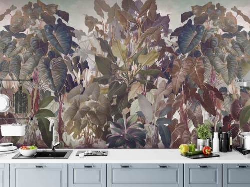 multicoloured jungle mural