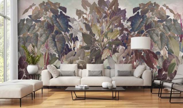 multicoloured jungle mural