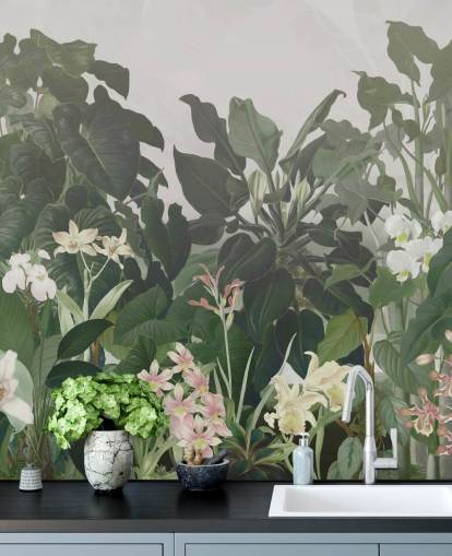 mural de papel de parede da selva de folhas grandes mural de papel de parede da selva de folhas grandes