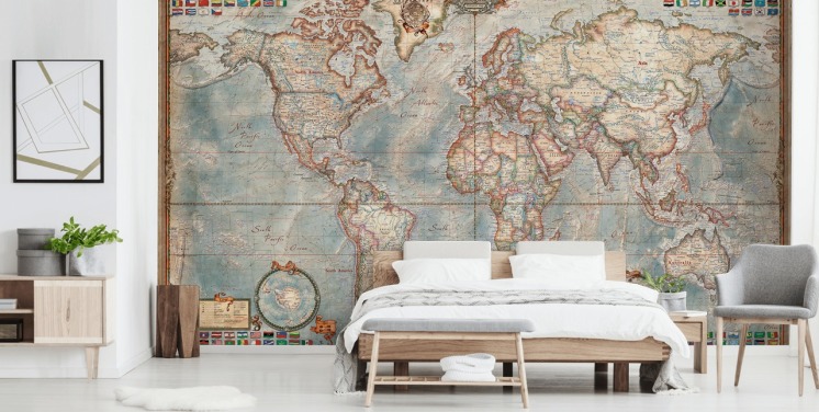 Vintage Map Wallpaper & Antique Map Wall Murals | Wallsauce US