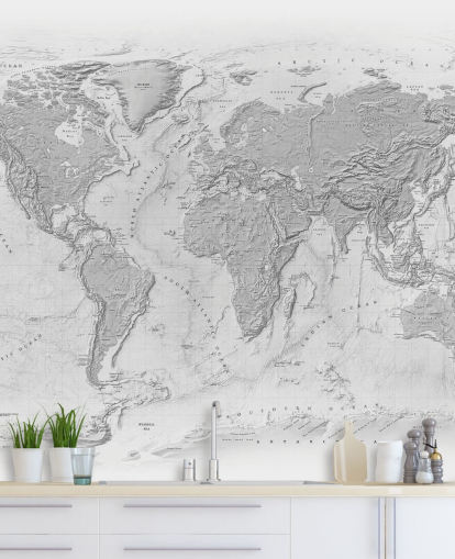 graues Weltkarten-Wandbild graues Weltkarten-Wandbild