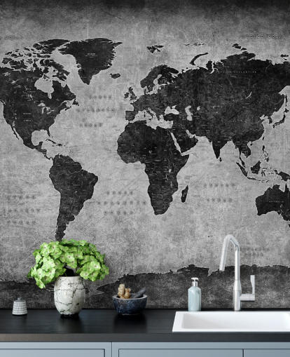 dark world map mural called Industrial Map for bedrooms, home offices and living rooms dark world map mural called Industrial Map for bedrooms, home offices and living rooms