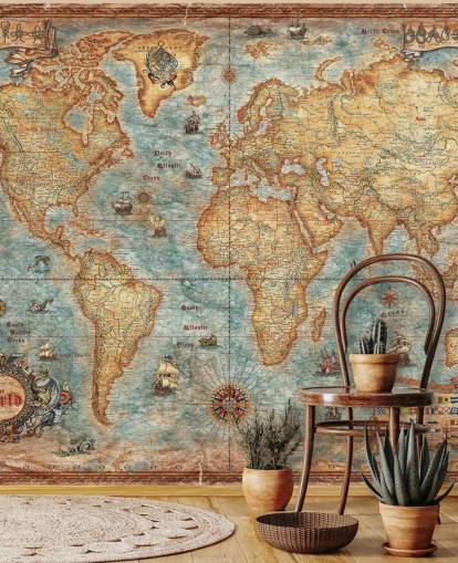 antique world map mural called World Map Antique by Ray & Co for home offices, college and schools antique world map mural called World Map Antique by Ray & Co for home offices, college and schools