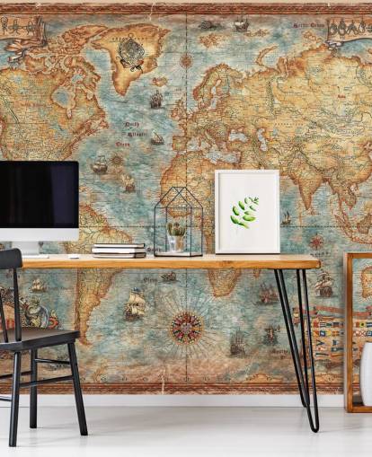 Ray & Co: n antiikkinen maailmankartan seinämaalaus nimeltä World Map Antique kotitoimistoihin, korkeakouluihin ja kouluihin Ray & Co: n antiikkinen maailmankartan seinämaalaus nimeltä World Map Antique kotitoimistoihin, korkeakouluihin ja kouluihin