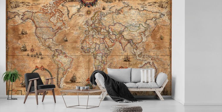 Vintage Map Wallpaper & Antique Map Wall Murals | Wallsauce US