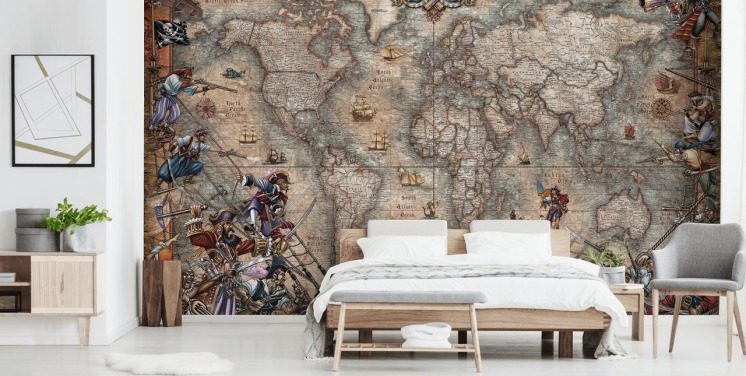 mural do mapa de piratas