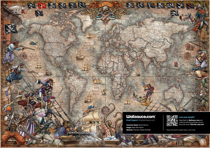 Pirates Map Mural by Ray & Co | Wallsauce US