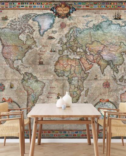 detailed retro world map wallpaper mural called Retro World Map by Ray & Co for schools and offices detailed retro world map wallpaper mural called Retro World Map by Ray & Co for schools and offices