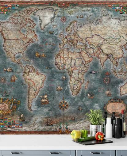Landkarten-Wandbild im alten Stil Landkarten-Wandbild im alten Stil
