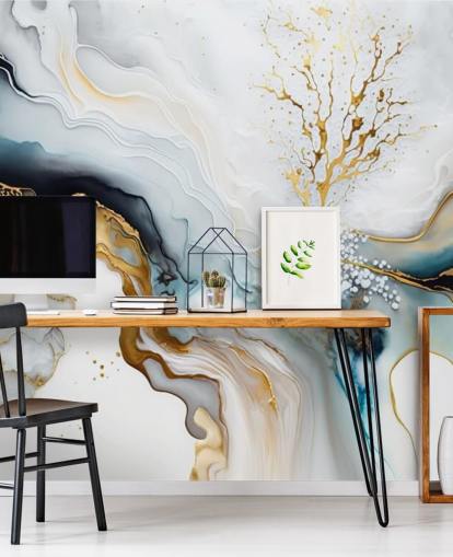 sort, hvid og guld akvarel tapet vægmaleri kaldet White and Gold Ink til badeværelser, køkkener og stuer sort, hvid og guld akvarel tapet vægmaleri kaldet White and Gold Ink til badeværelser, køkkener og stuer