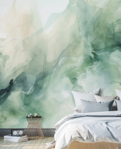 Flytande salvia rök akvarell tapetväggmålning Flytande salvia rök akvarell tapetväggmålning