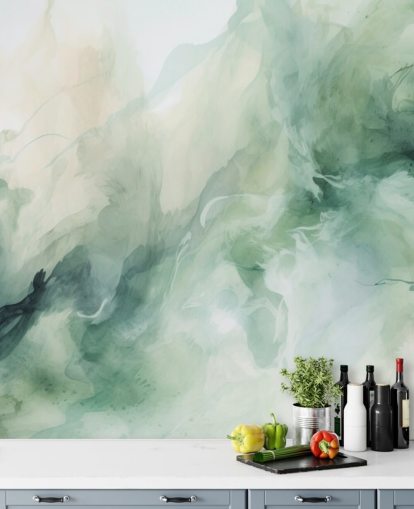 Mural de papel de parede em aquarela com fumaça de sálvia líquida Mural de papel de parede em aquarela com fumaça de sálvia líquida